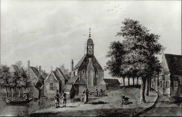 Durgerdam rond 1750 getekend door J. Schouten