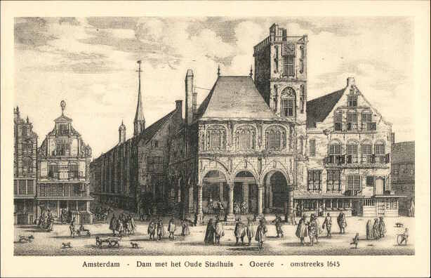 Amsterdam - Dam met het Oude Stadhuis - Goer�e - omstreeks 1645